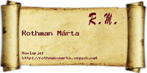 Rothman Márta névjegykártya